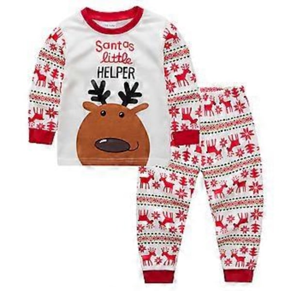 Julpyjamas för barn, pojkar och flickor, pyjamas, pyjamasset, småbarn, långärmad topp, byxor, nattkläder, jultema, loungewear (7-8 år B)