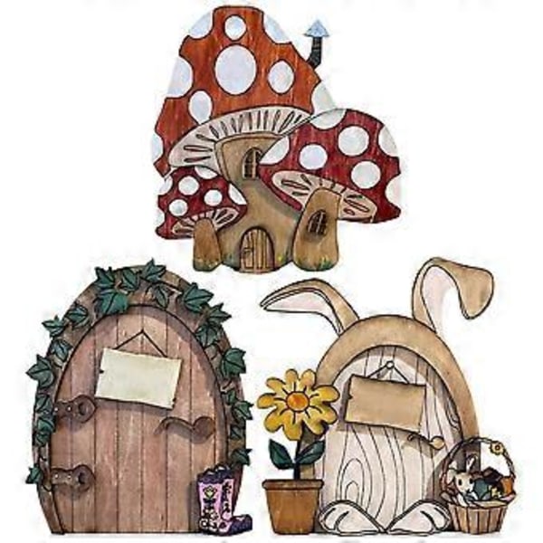 3 st Trä Fédörr Miniatyr Fédörr Dockhus Trä Fédörr Alvdörr Dekor