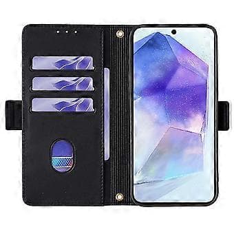 Læder Wallet Case med RFID-blokering og stativfunktion samt håndrem til Samsung Galaxy A36 5G - Sort (Sort)