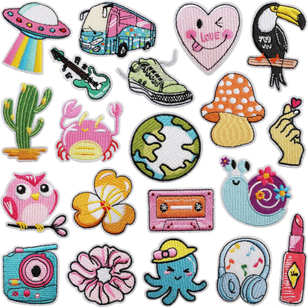 20 stk. kunstnerisk broderet stofpatch, tegneserie krabbe patch, sn