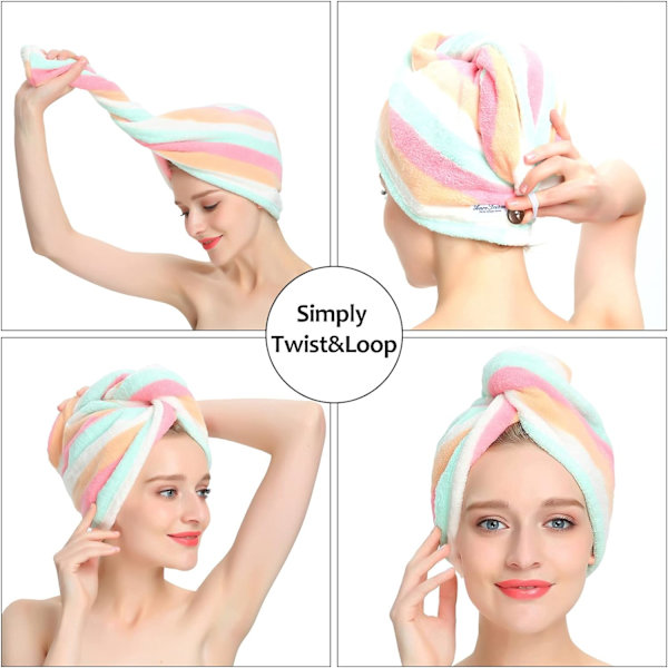2-pack mikrofiberhårhandduk, hårhandduksomslag för kvinnor/barn - superabsorberande mjuk mikrofiberhandduk för hår, hårtorkning