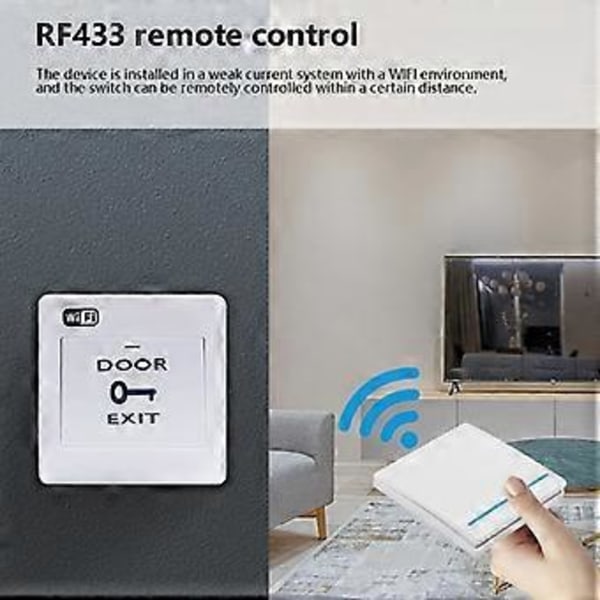 Tuya WiFi Dörrutgångsknapp Trådlös Utlösningsknapp för Elektroniskt Dörrlås Sensor Access Control System APP Fjärrkontroll (Switch 02)