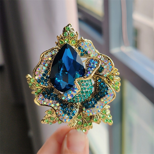 Blom brosch brosch pin strass brosch dam mode smycken bling flöde