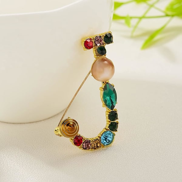 Crystal J Pearl Initial Brosche Guldbelagt Emjle Farverig Bogstav Alfabet Brystpin Pin Smykker til GAVER