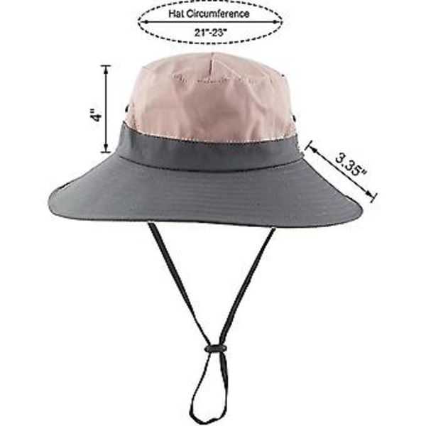 Sommarhatt för kvinnor med bred brätte, UV-skydd, vikbar, för hästsvans, hinkhatt för strand, fiske, vandring (Rosa)
