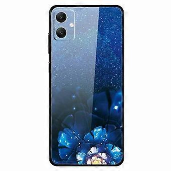 For Samsung Galaxy A05 4G Deksel PC+Herdet Glass+TPU Støtsikkert Telefondeksel (Blå Horn)