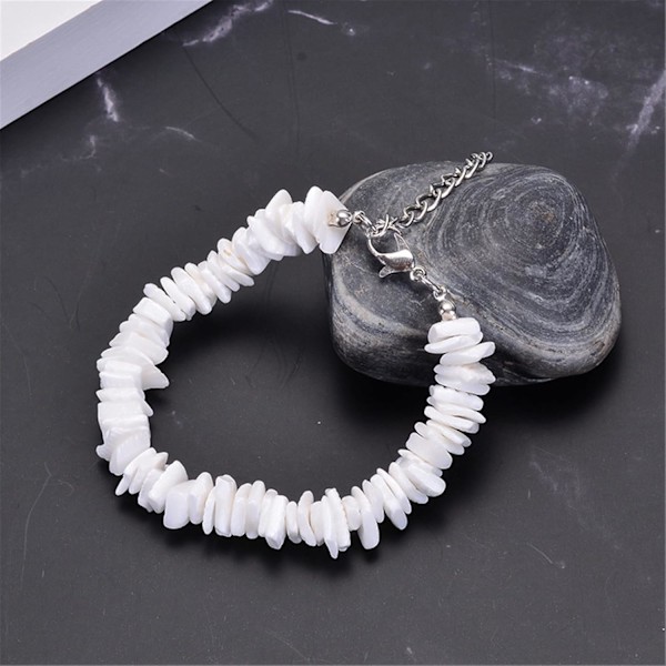 Vit Puka Shell Anklet Armband Bohemian Naturlig Shell Krage Justerbar