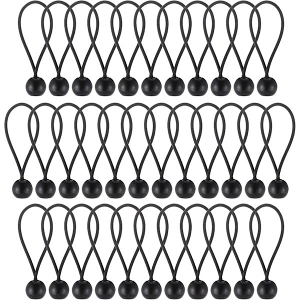 35×Black Bungee Tensioner Ball(10CM) Bungee Rope for Tarpaulin, Durable Po