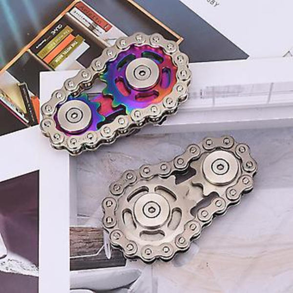 Fidget Spinner med Kedja i Rostfritt Stål (Silverblack)