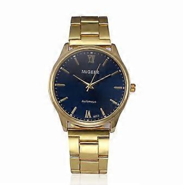 Guld Mode Mænd Krystal Rustfrit Stål Analog Kvarts Armbåndsur - Et Luksuriøst Ur til den Stilfulde Mand!  E
