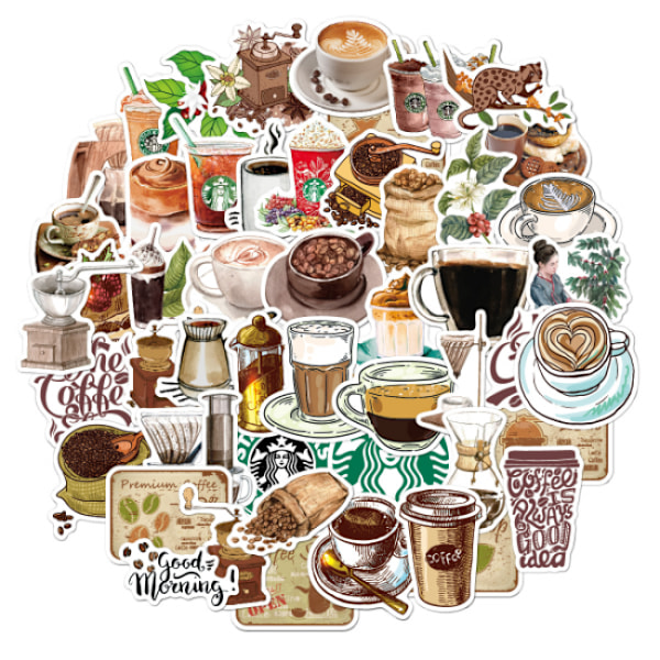 Stickers med kaffemotiv 150 stk MultiColor