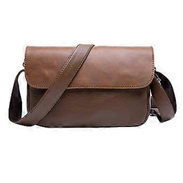 Axelväska för män Retro Casual PU Läder Liten Crossover-väska för Resor Affärer Daglig Pendling