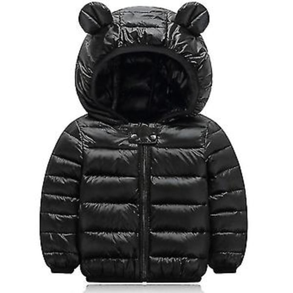 Kids Thermal Bear Ear Hooded Quilted Padded Coat Puffer Jacket Outwear(4-5 Years Black)