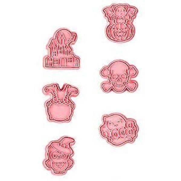 6 st Halloween-tema formar, söta kakformar godisformar DIY-formar (Rosa)