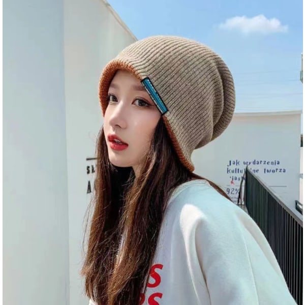 Khaki color, a winter fashion hat, woolen hat, versatile and tren