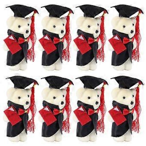8 stk. Små Udstoppede Dyr Dimissionsbamse Hue Udstoppede Dyr Legetøj Dimissionsbuket Bamse Dimissionsdekoration Bamse