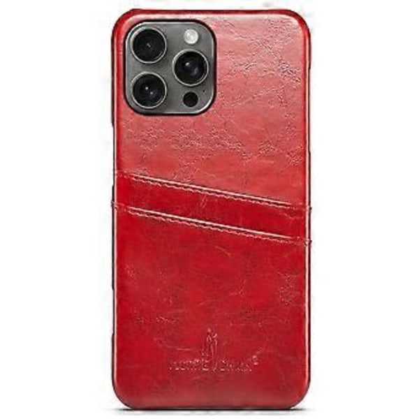 FIERRE SHANN Skal för iPhone 16 Pro Max Vaxigt PU-läder+PC Korthållare Telefonskydd (Stil C)