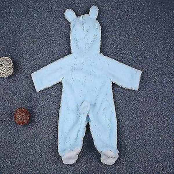 Spædbarns Baby Vinter Fleece Romper Varmt Sød Teddybjørn Hætte Jumpsuit (6-9 Måneder Blå)