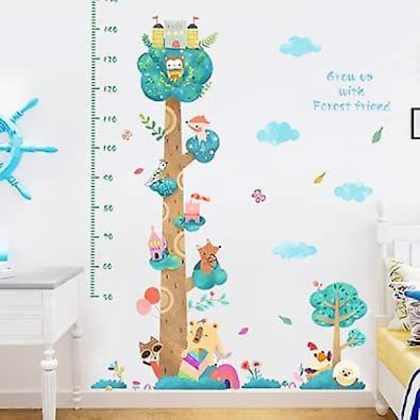 Growth Chart Wall Sticker Cartoon Animal Tree Measure Children Height Wall