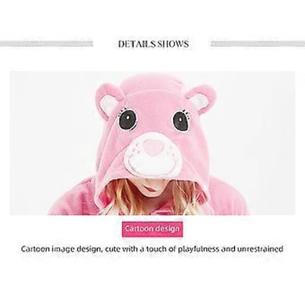 Aikuisten Karhu Onesie Pyjama Cosplay Eläin Kotiasu Yöasu Haalari Puku Naisille Miehille (M Ruusunpunainen)