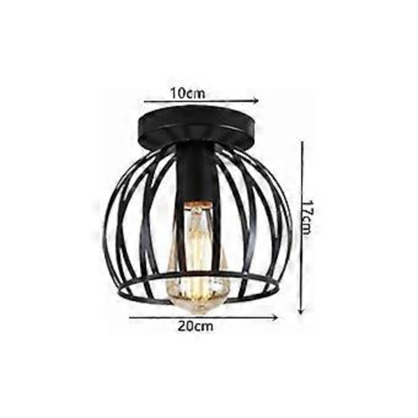 2 stk. retro jern smidd taklampe E27 industriell belysning metall taklampe soverom stue - Svart