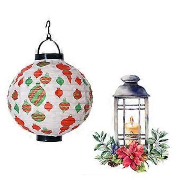 2 stk Julelysende Papirlykter Hengbare Papirlykter Julscene Layout Dekorasjoner Uten Lampe Hvit Reddik Stil