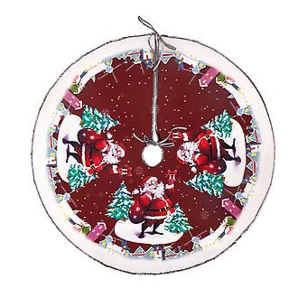 2022 24 Inch Christmas Tree Skirt Mat W/ Xmas Pattern Printed Ornaments For Holiday Party New Year Christmas Decors( C)