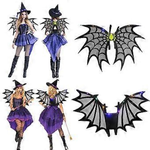 Bedste Tilbud - Halloween Sort Flagermus Vinger Kostume Lys Halloween Kostume Tilbehør Kostume og Fest Dekoration (Grøn)