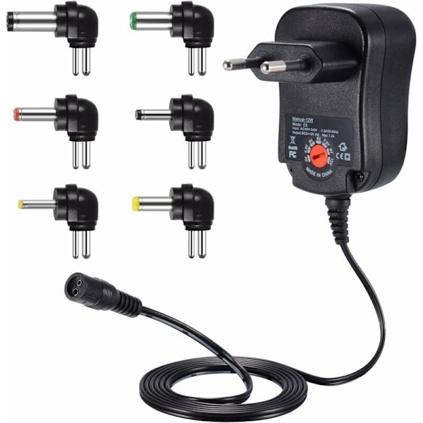 12W universell nätadapter 3V 4.5V 5V 6V 7.5V 9V och 12V