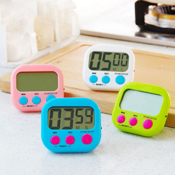 Grøn digital timer magnetisk køkken timer stor skærm læring