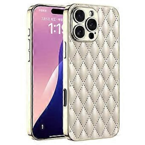 GKK iPhone 16 Pro -kotelo, vinoneliökuvioitu PU+TPU+PC-puhelinkuori, galvanoidulla reunuksella (tyyli E)