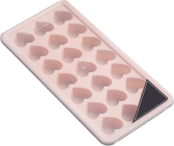 Silikon isbitform, 21-roms hjerteformet isbitform med lokk, isboks, rosa