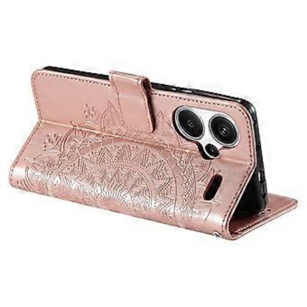 Til Xiaomi Redmi Note 13 Pro+ 5G Etui Mandala Blomst Præget PU Læder Flip Cover (Rose Guld)