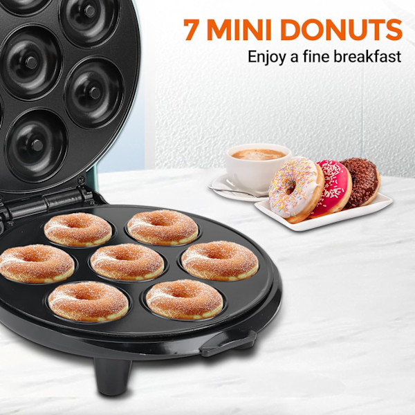 Mini Donut Maker, 7 hull mini donut maskin, Non-Stick & Dobbeltsidig
