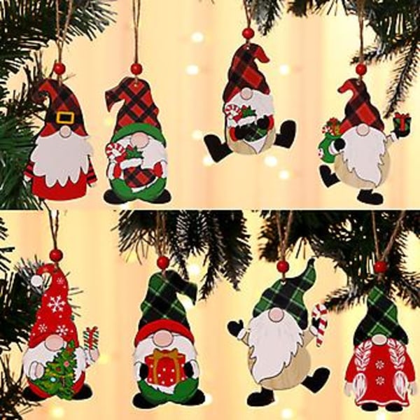 16 Stykker Jule-Nisse Trepynt Julenisse Trepynt Trehengende Nisse Nisse Skandinavisk Nisse