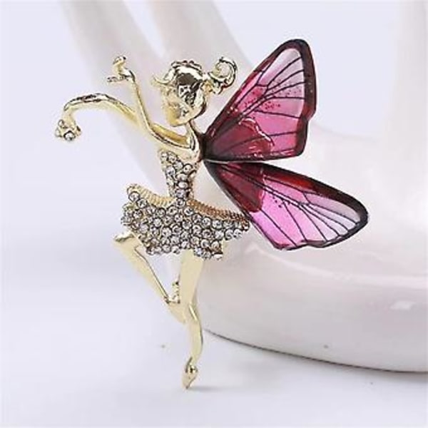 Flygande Änglavingar Rhinestone Brosch Nål för Kvinnor Flickor Balletflickor Fairy Sticks Änglavingar Zirkon Brosch Elegant Bröllopsbukett Bal Klenod G