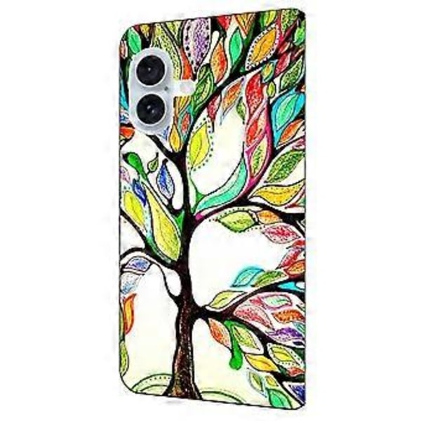 Skal till iPhone 16 Mönstertryckt Skyddande Fodral TPU+PU Läder Flip Telefonfodral (Stil J)