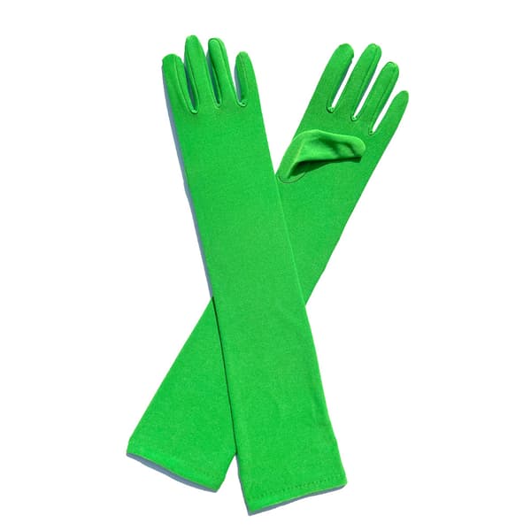 45 cm lange grønne elastiske mælkesilkehandsker – Tilbehør til sceneoptrædener, kostumefester og cosplay