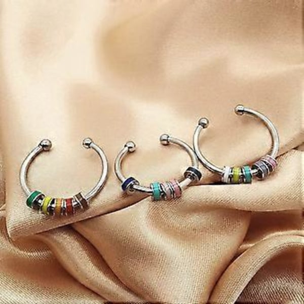 Fidgetringe til Angst for Kvinder Anti-Angst Rustfrit Stål Spinner Justerbar Perle Farverig Emalie Æstetisk Sød Elegant Mode Ringe til Teen Piger