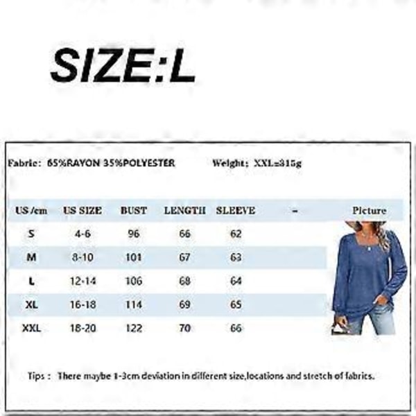 Løs afslappet bobleærme firkantet hals langærmet T-shirt (blå)