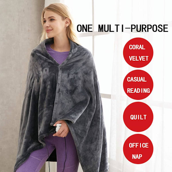 150 x 85cm USB-uppvärmd sjal 3 inställningar Bärbar elektrisk poncho T