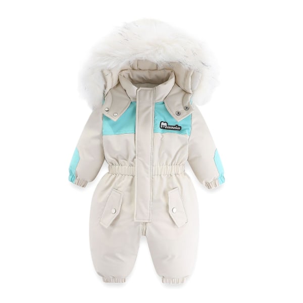 -30 Degree 2023 Winter Baby Boy Snowsuit Plus Velvet Warm Children Winter Overalls 1-5 Years Kids Jumpsuit Infant Girl Romper White 2-3Y  100