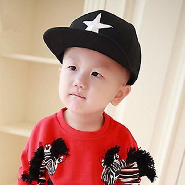 Unisex Baseballkeps för Barn Pojkar Flickor Hip Hop Snapback Justerbar (Svart)