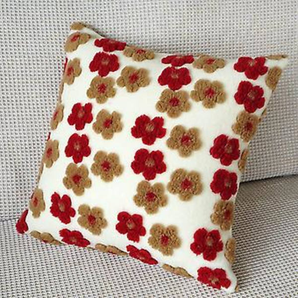 3D-kukkainen Sherpa-fleece-tyynynpäällinen Kevätkukkainen Tyynynpäällinen Neliö Pehmeä Plus-tyynynpäällinen Sovalle Sohvalle Sängylle Tuolille (punainen, 18\"x18\")