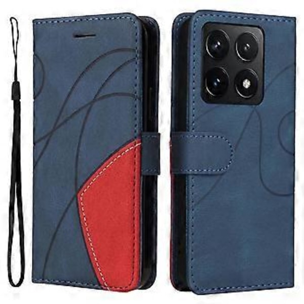 KT Læder Serie-1 Til Xiaomi 14T Læder Etui Farvesplejsning Telefon Cover Wallet Stand (Style B)