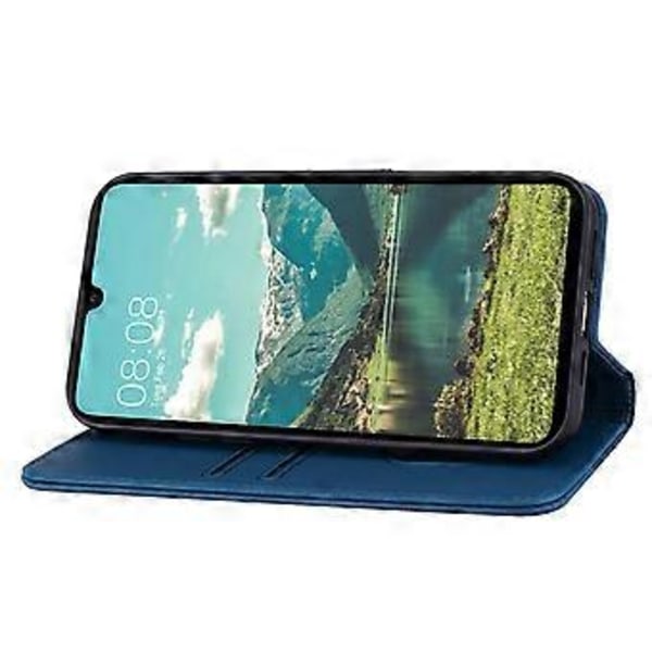 Til Samsung Galaxy A35 5G Etui Præget Rombe Læder Telefonbeskytter med Håndledsrem (Safir)