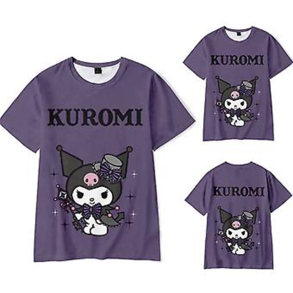 2023 Kvinders Teen Kuromi Anime Tryk T-shirt Kortærmet Rundhals Harajuku T-shirts Streetwear (L)