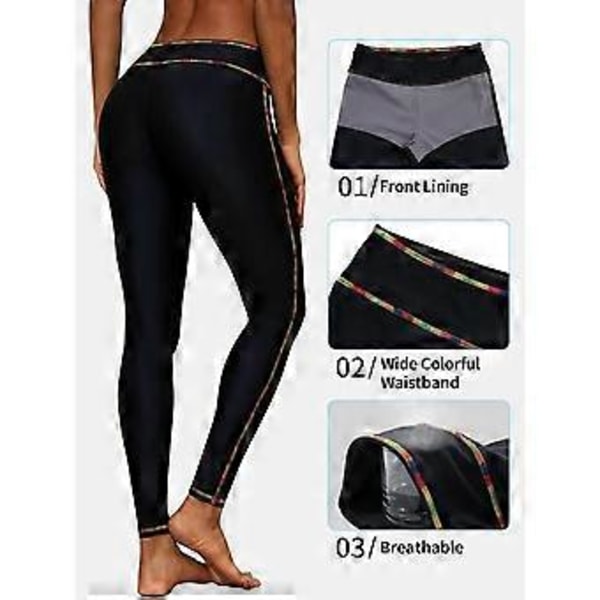 Charmleaks Badbyxor för Kvinnor Högmidjade Badbyxor Badleggings Badtights Regnbågssömmar (XL)