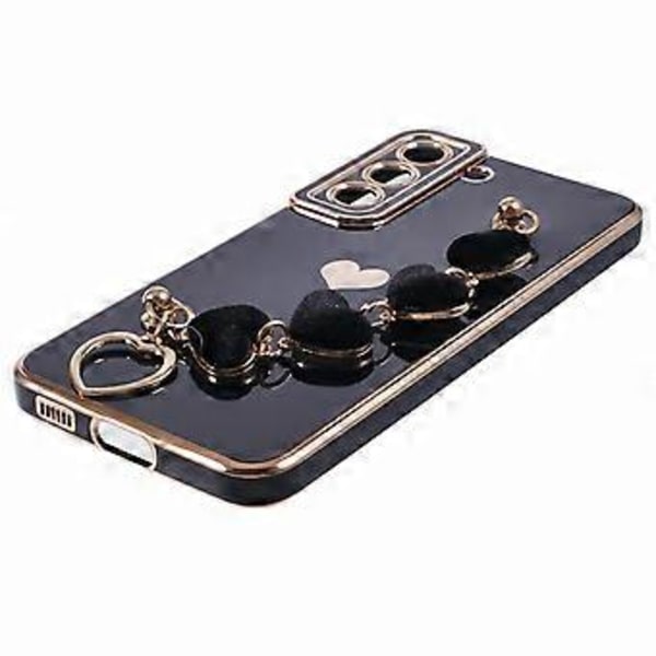 Til Samsung Galaxy S22+ 5G Cover med Hjerte Håndrem TPU Telefon Cover Elektropletteret Kant (Style D)