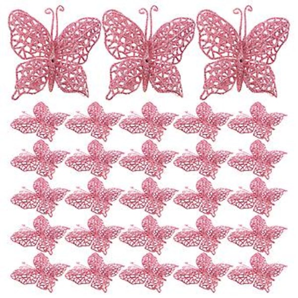 36 stk. Juleglitter Hule Sommerfugle Dekorative DIY Sommerfugl Toppers